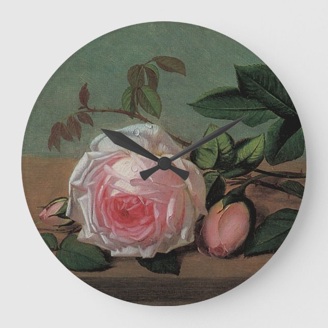 Still Life of Flowers on a Ledge Large Clock (Front)