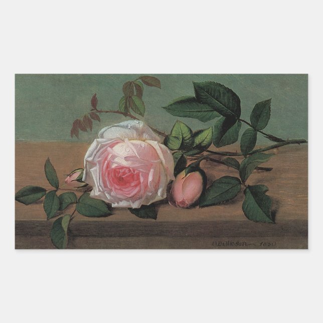 Still Life of Flowers on a Ledge Rectangular Sticker (Front)