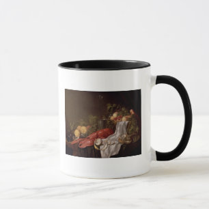Still life of fruit and a lobster mug