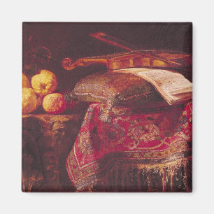 Still Life of Fruit and Musical Instruments Magnet