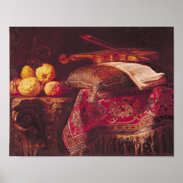 Still Life of Fruit and Musical Instruments Poster (Front)