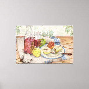 Still life of fruit and wine painting canvas print