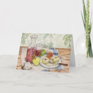 Still life of fruit and wine painting card