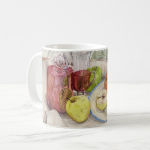 Still life of fruit and wine painting coffee mug