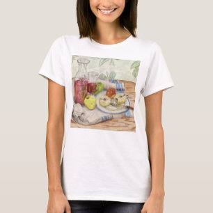 Still life of fruit and wine painting T-Shirt