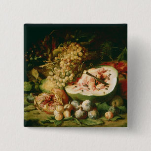 Still Life of Fruit on a Ledge 15 Cm Square Badge