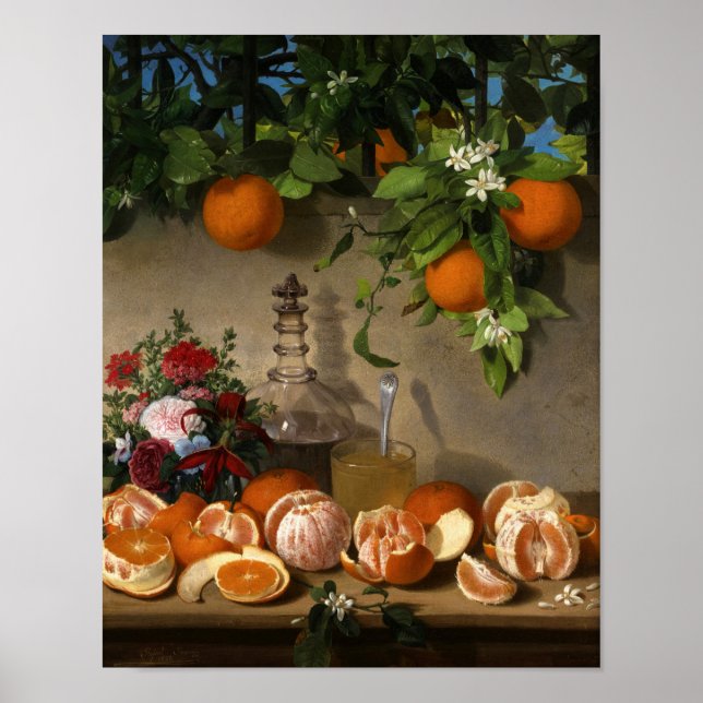 Still life of Oranges by Rafael Romero Barros Poster (Front)