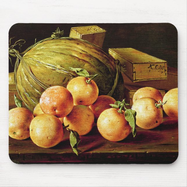 Still Life of Oranges, Melons and Boxes Mouse Mat (Front)