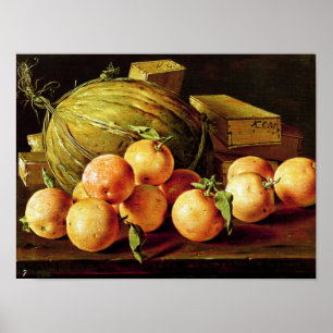 Still Life of Oranges, Melons and Boxes Poster