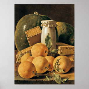 Still Life of Oranges, Watermelon Poster