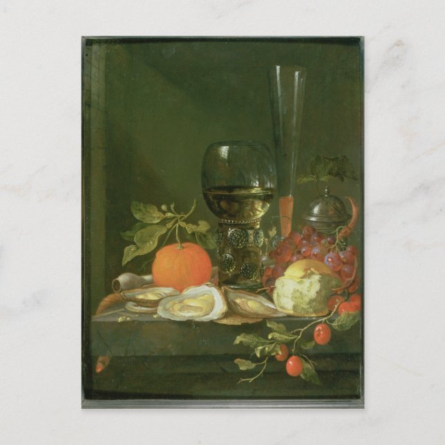 Still Life of Oysters, Grapes, Bread Postcard (Front)