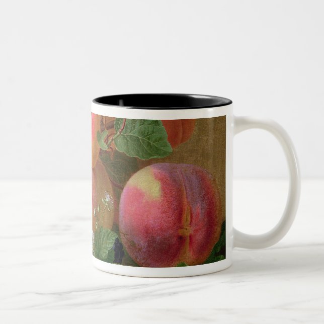 Still Life of Peaches Two-Tone Coffee Mug (Right)