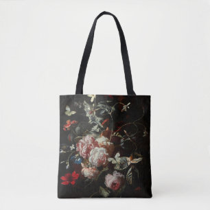 Still Life of Pink Roses, Poppies, Jasmine Tote Bag