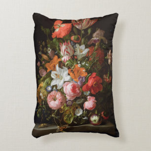 Still life of roses  lilies, tulips decorative cushion