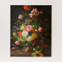 Still life of roses, tulips, a sunflower, 1710