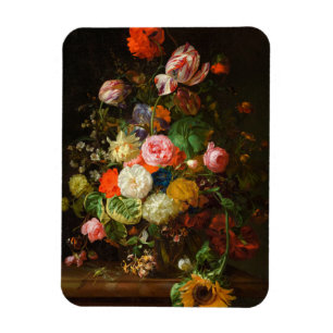 Still life of roses, tulips, a sunflower, 1710  magnet