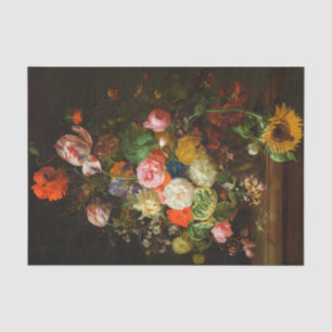 Still life of roses, tulips, a sunflower, 1710  tissue paper