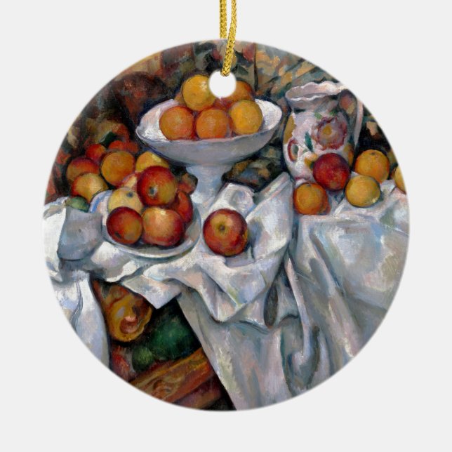 Still Life Oranges - Paul Cezanne Painting Art Ceramic Tree Decoration (Front)