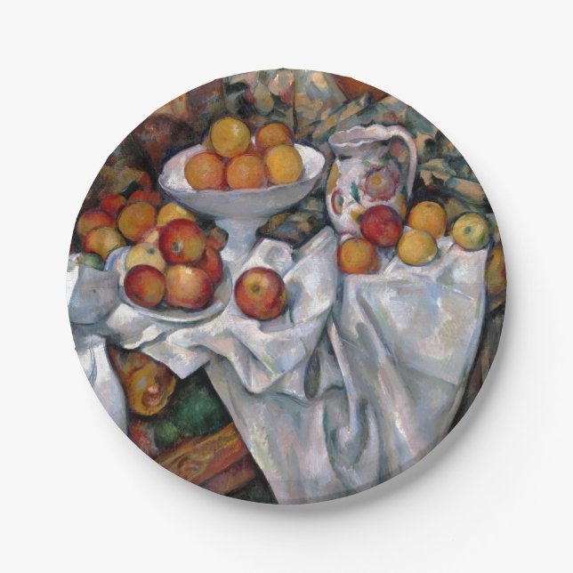 Still Life Oranges - Paul Cezanne Painting Art Paper Plate (Front)