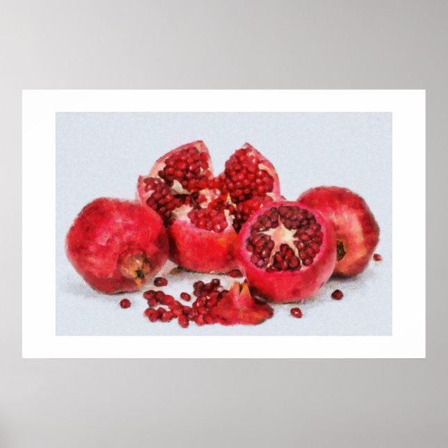Still Life Painting of Pomegranates Poster (Front)