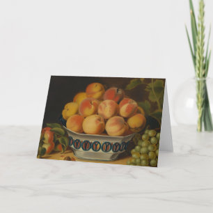 Still Life Peaches & Grapes Folded Greeting Card