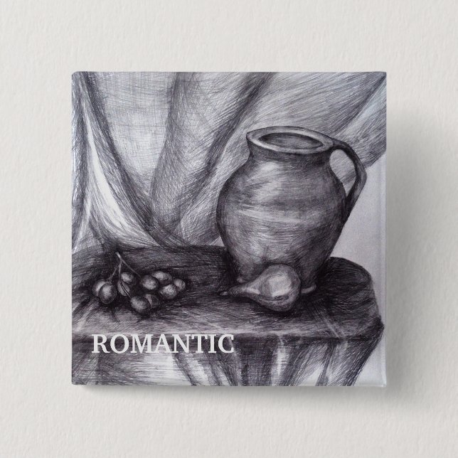 Still Life Pencil Drawing Badge (Front)