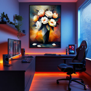 Still Life Peonies - Cubist Masterpiece Inspired Poster