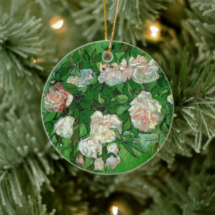 Still Life: Pink Roses by Vincent van Gogh Ceramic Tree Decoration