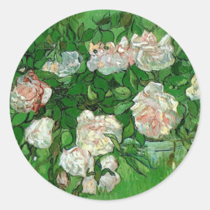 Still Life: Pink Roses by Vincent van Gogh Classic Round Sticker