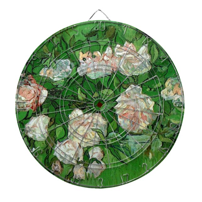 Still Life: Pink Roses by Vincent van Gogh Dartboard (Front)