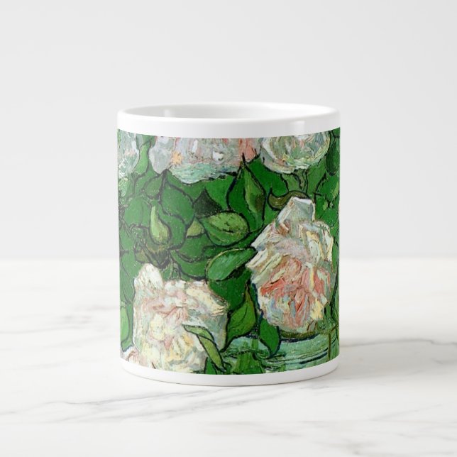 Still Life: Pink Roses by Vincent van Gogh Large Coffee Mug (Front)