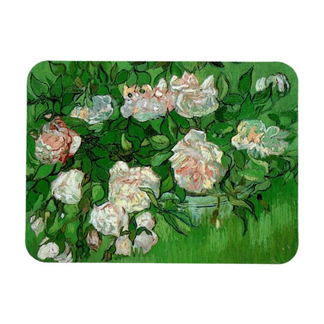 Still Life: Pink Roses by Vincent van Gogh Magnet (Horizontal)