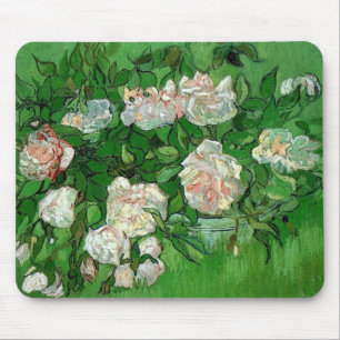 Still Life: Pink Roses by Vincent van Gogh Mouse Mat