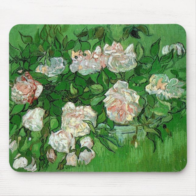 Still Life: Pink Roses by Vincent van Gogh Mouse Mat (Front)
