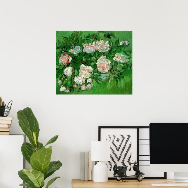 Still Life: Pink Roses by Vincent van Gogh Poster (Home Office)