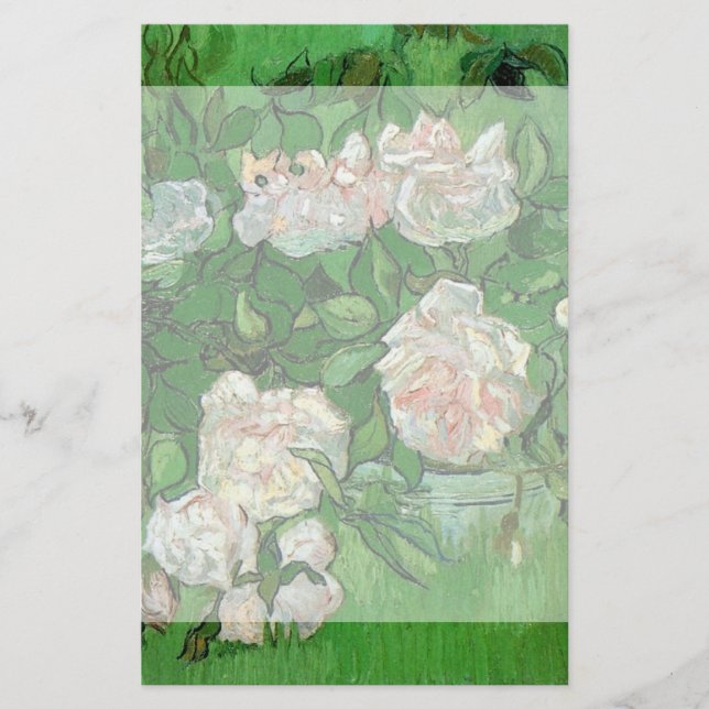 Still Life: Pink Roses by Vincent van Gogh Stationery (Front)