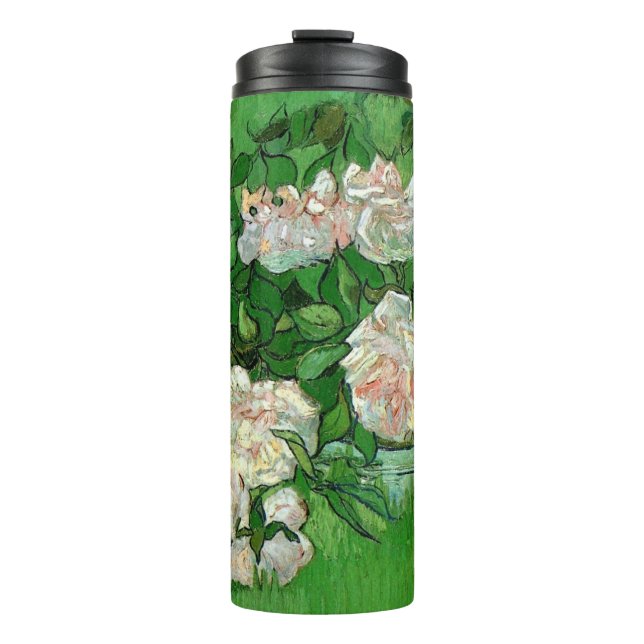 Still Life: Pink Roses by Vincent van Gogh Thermal Tumbler (Front)