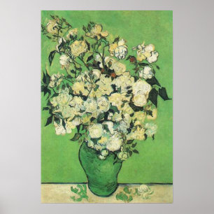 Still life - Pink Roses in a Vase,van Gogh Poster