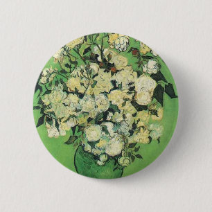 Still life - Pink Roses in a Vase, Vincent van Gog 6 Cm Round Badge