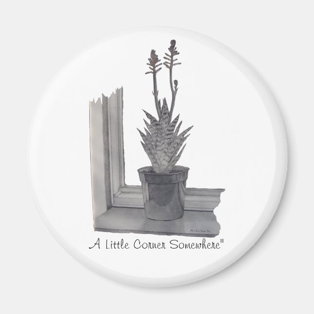 Still life pot plant realist sketch fridge magnets (Front)