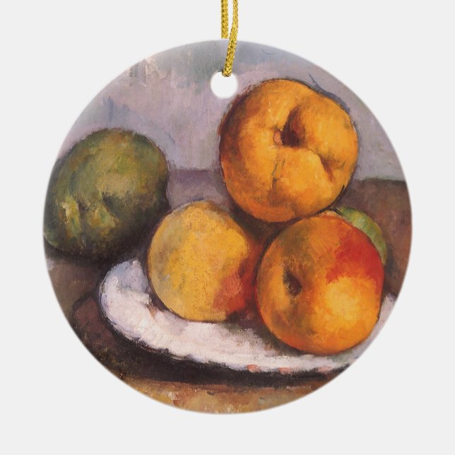 Still Life Quince, Apples, Pears by Paul Cezanne Ceramic Tree Decoration (Front)
