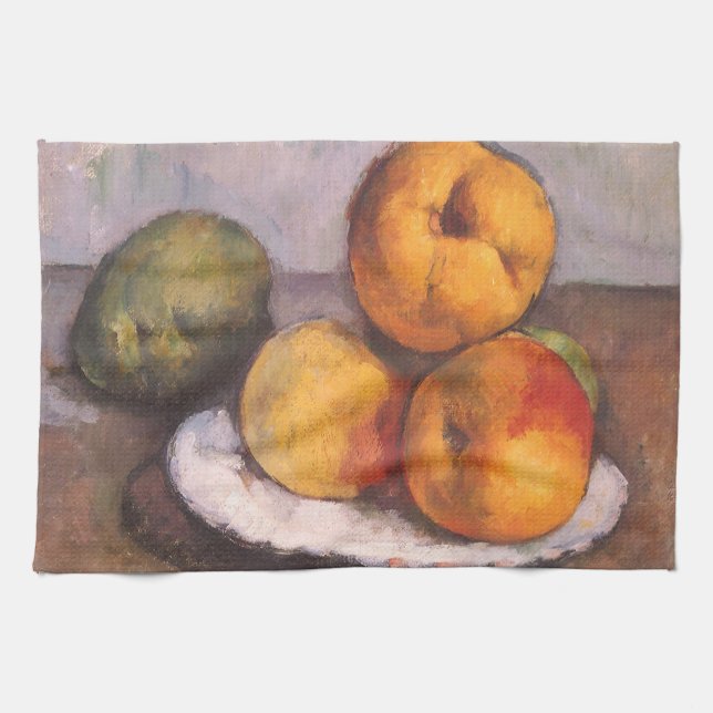 Still Life Quince, Apples, Pears by Paul Cezanne Tea Towel (Horizontal)
