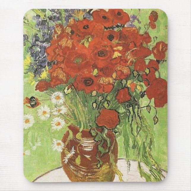 Still life - Red poppies and daises Mouse Mat (Front)