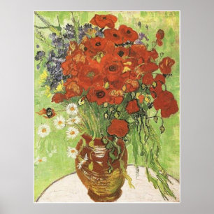Still Life  Red Poppies and Daisies,Van Gogh 1890 Poster