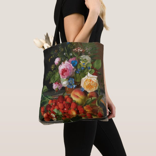 Still Life Roses and Strawberries by Otto Ottesen Tote Bag (Close Up)