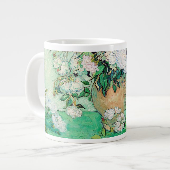 Still Life Roses in a Vase by Vincent van Gogh Large Coffee Mug (Front Left)