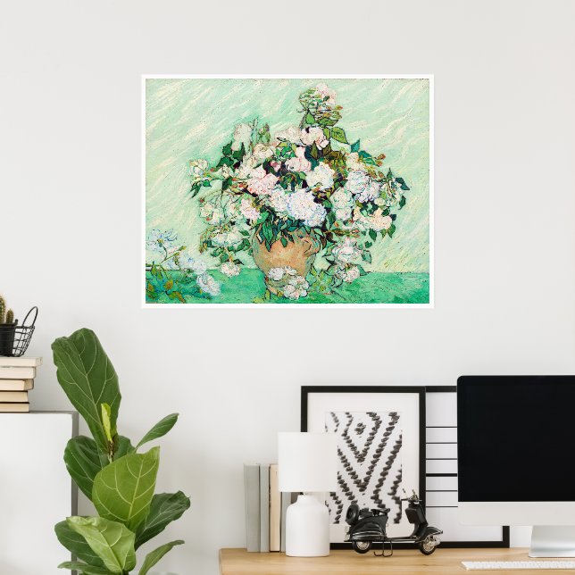 Still Life Roses in a Vase by Vincent van Gogh Poster (Home Office)