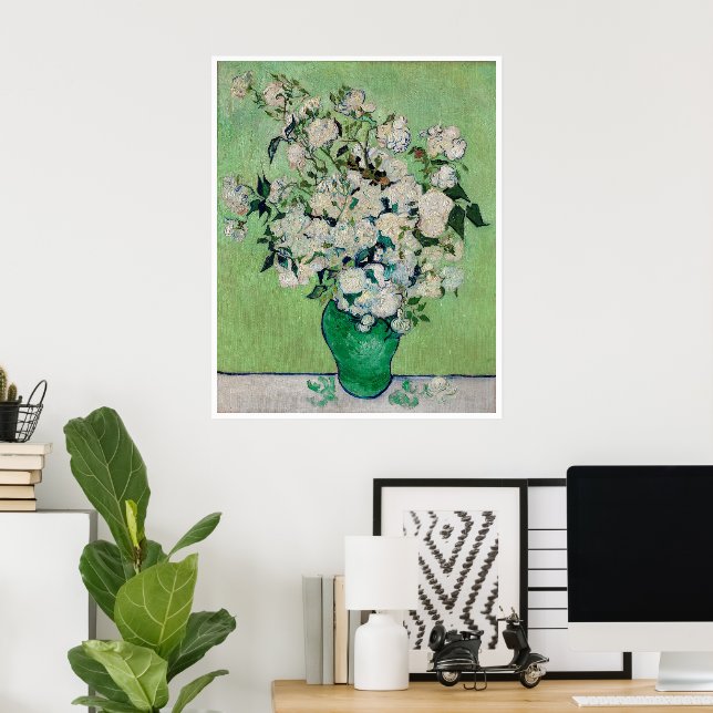 Still Life Roses in a Vase by Vincent van Gogh Poster (Home Office)