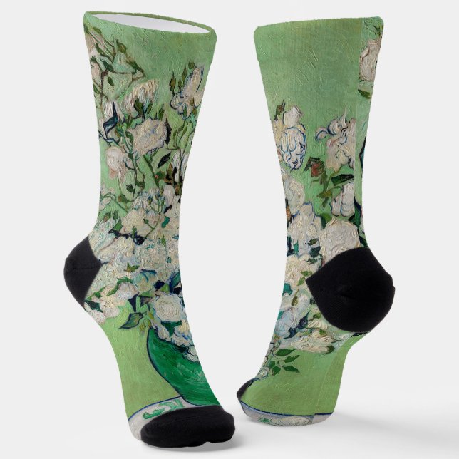 Still Life Roses in a Vase by Vincent van Gogh Socks (Angled)