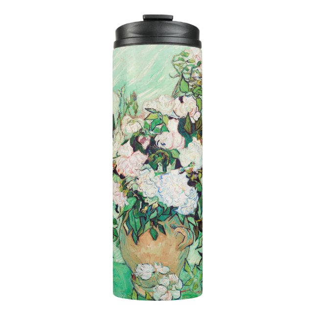 Still Life Roses in a Vase by Vincent van Gogh Thermal Tumbler (Front)